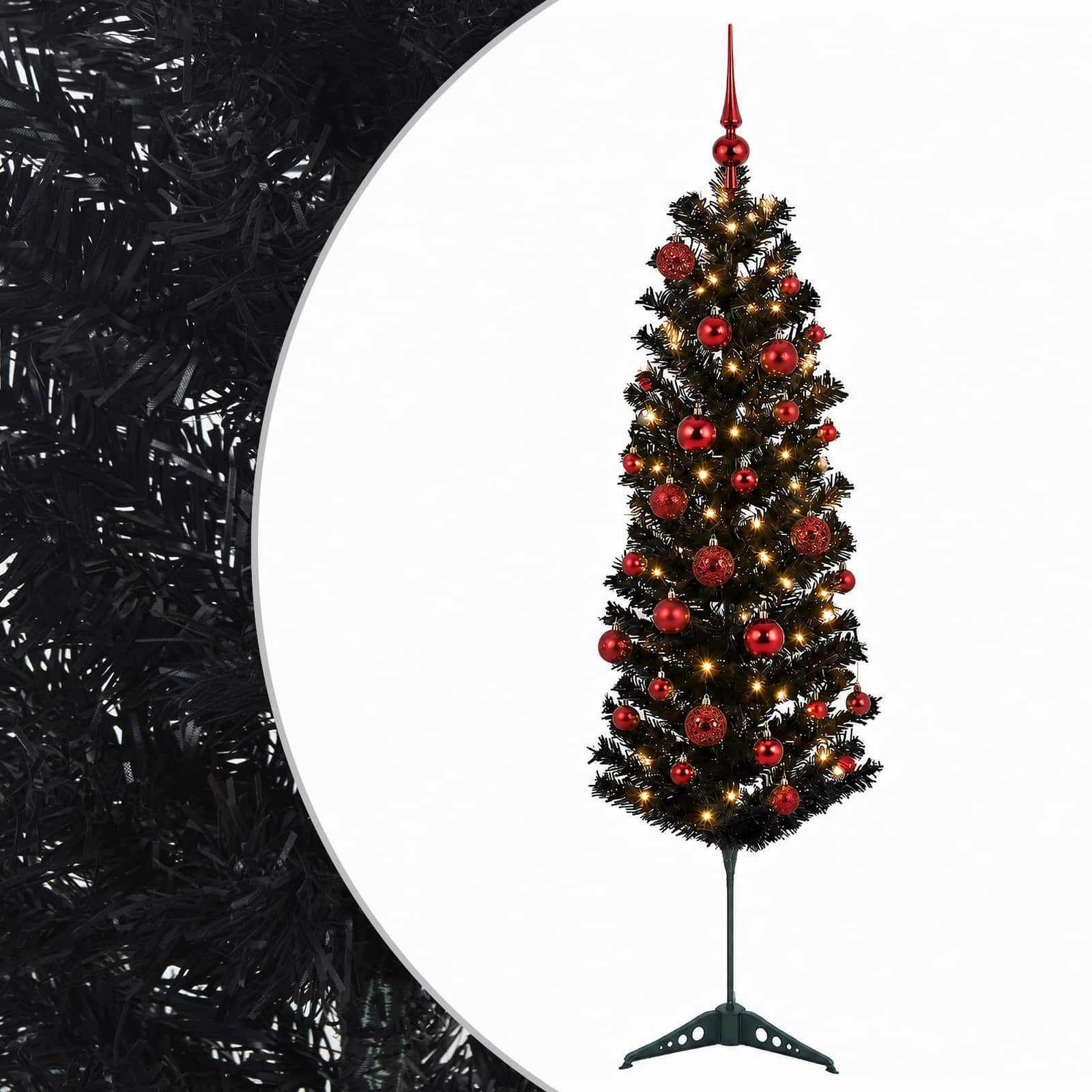 Kitsas kunstkuusk koos jõulukuulidega 120 cm 150 LED-i