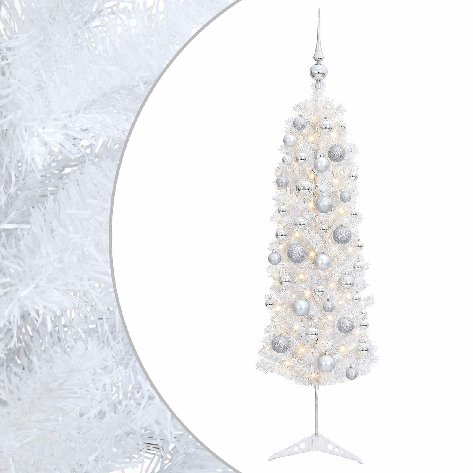 Kitsas kunstkuusk koos jõulukuulidega 120 cm 150 LED-i