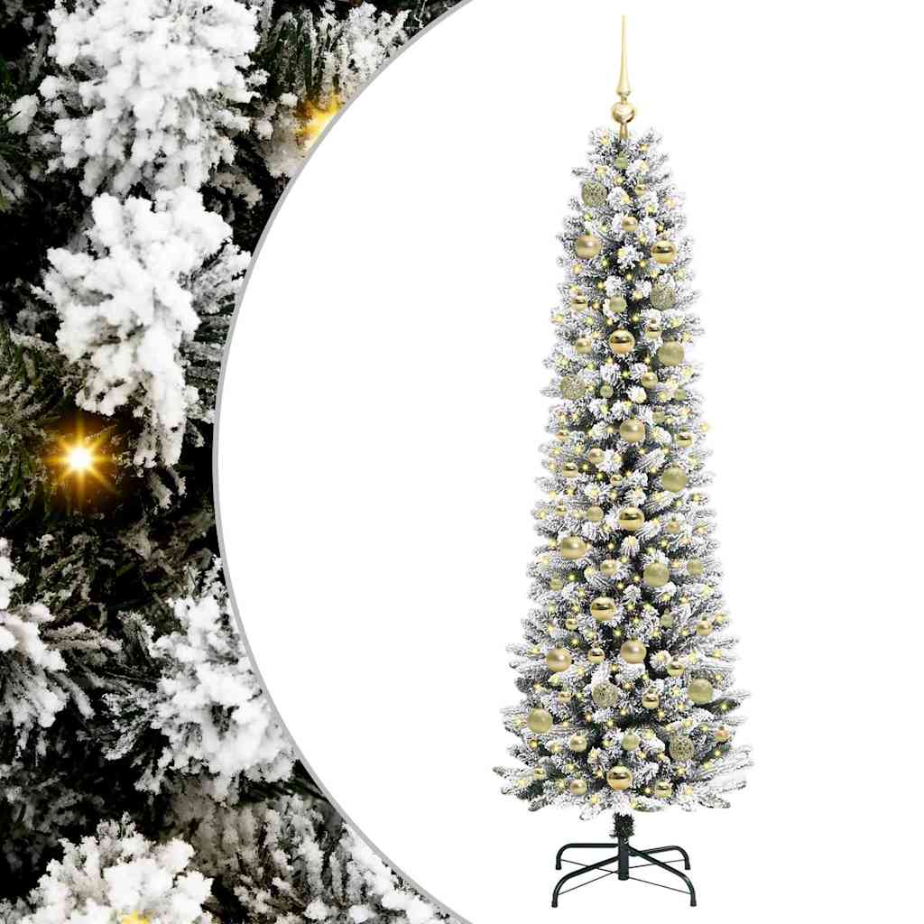 Kunstlik õhuke jõulukuusk 180 cm 300 LED-i Soe valge PE ja PVC