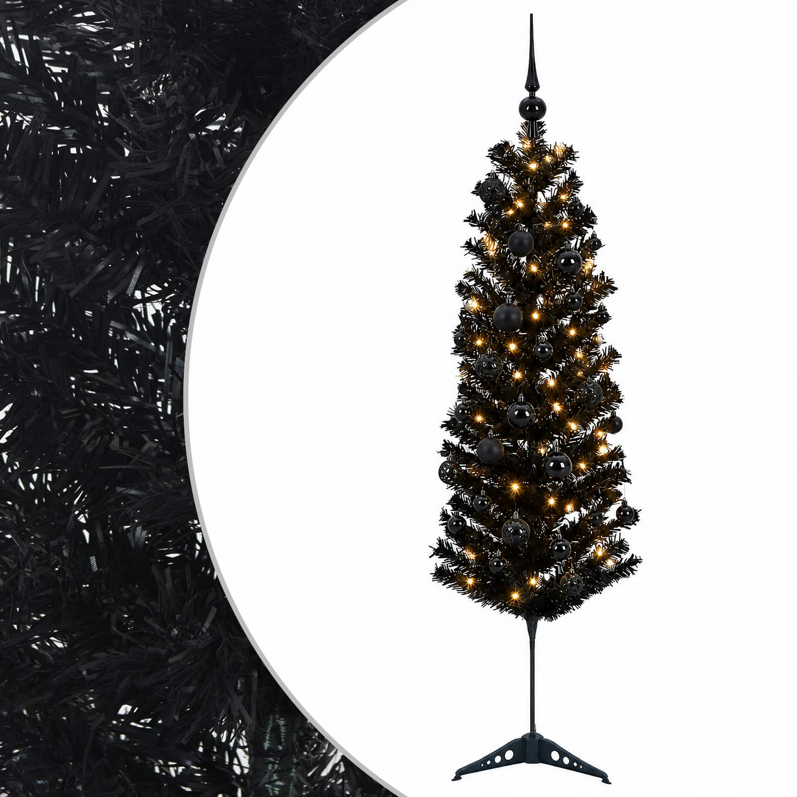 Kitsas kunstkuusk koos jõulukuulidega 120 cm 150 LED-i