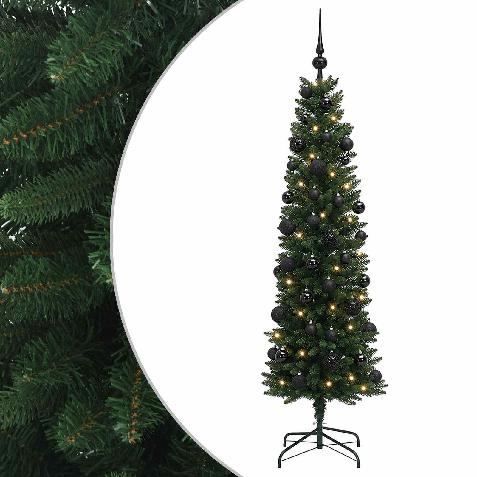 Kitsas kunstkuusk koos jõulukuulidega 150 cm 150 LED-i