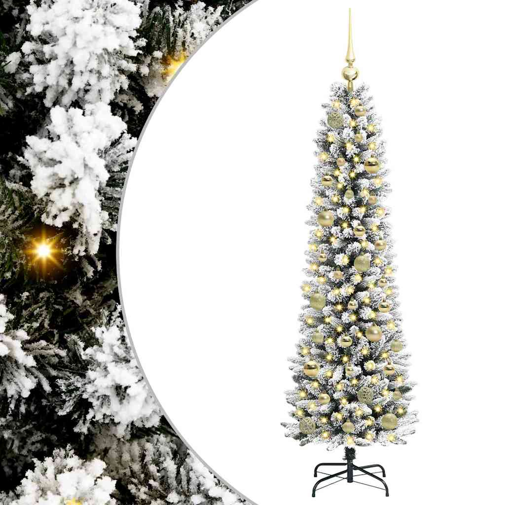 Kunstlik õhuke jõulukuusk 150 cm 150 LED-i Soe valge PE ja PVC