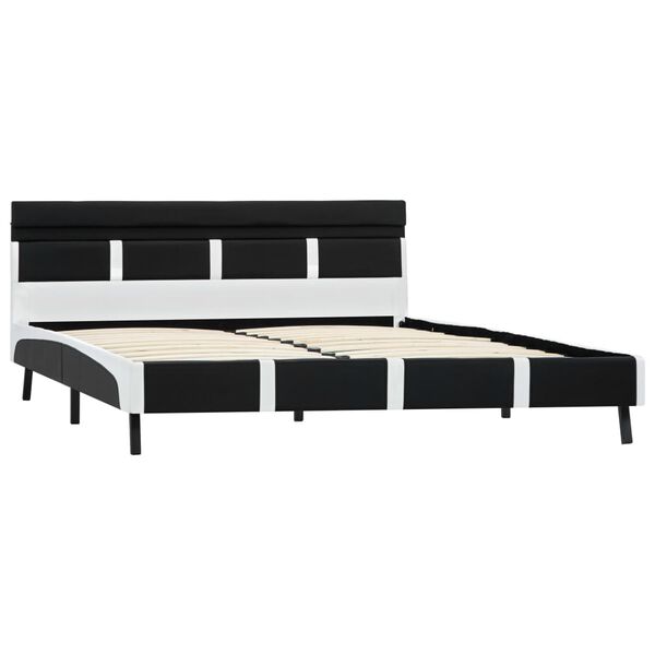 LED-valgustusega voodiraam, valge ja must, 140 × 200 cm — mudel 280304