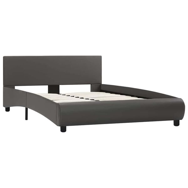 LED-valgustusega voodiraam, hall, 120 × 200 cm — mudel 285494