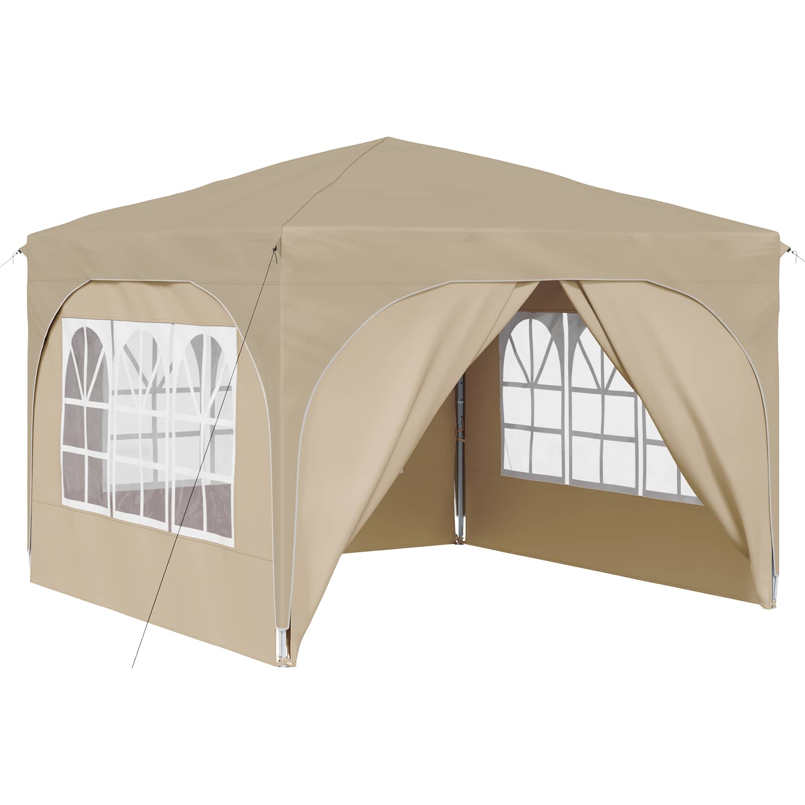 Kokkupandav peotelk (pop-up) 4 külgseinaga, 2,9 × 2,9 m, kreemjas