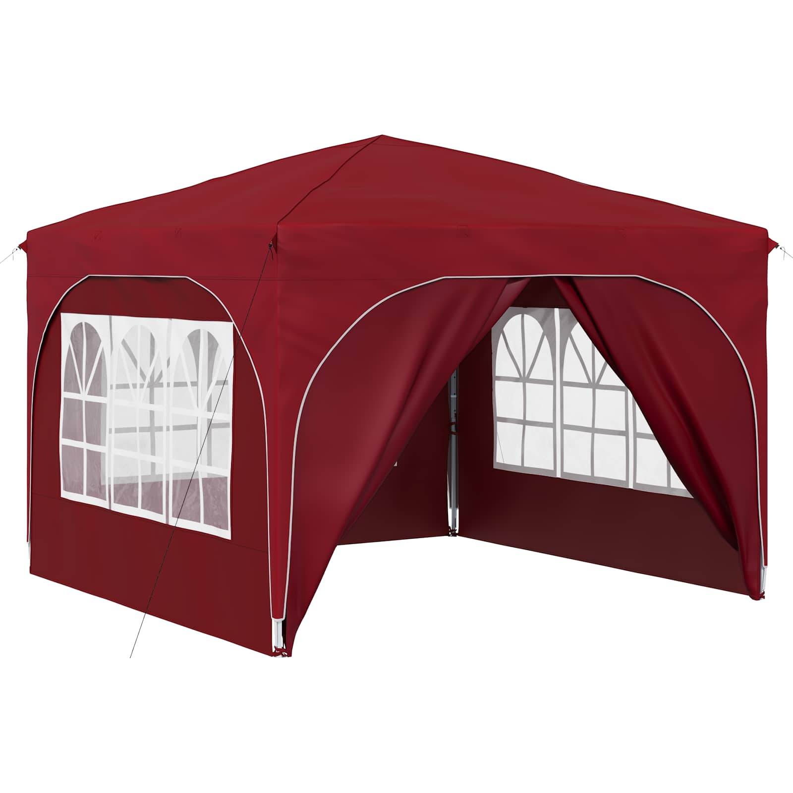 Kokkupandav peotelk (pop-up) 4 külgseinaga, 2,9 × 2,9 m, veinipunane