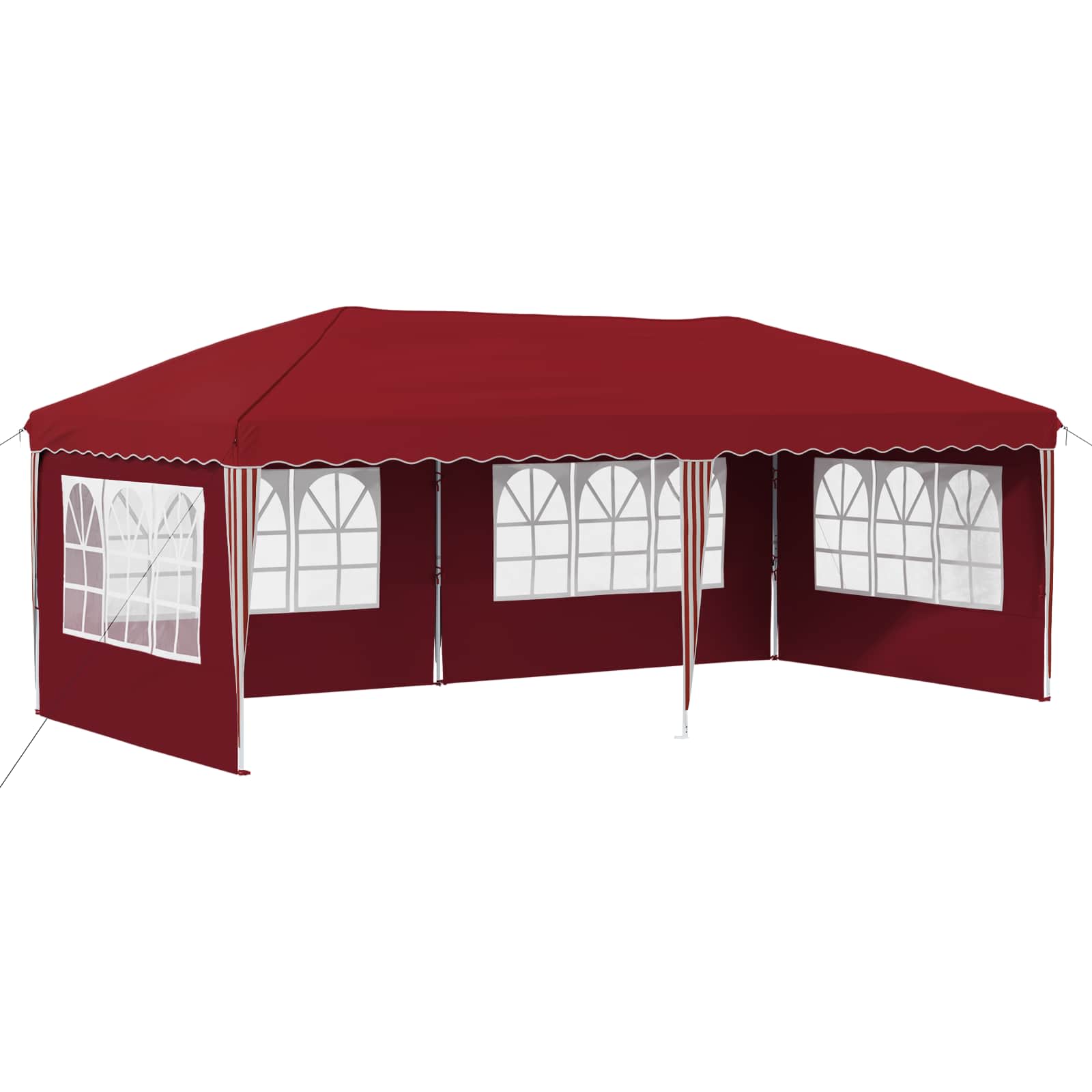Kokkupandav peotelk (pop-up) 4 külgseinaga, 5,75 × 2,89 m, veinipunane