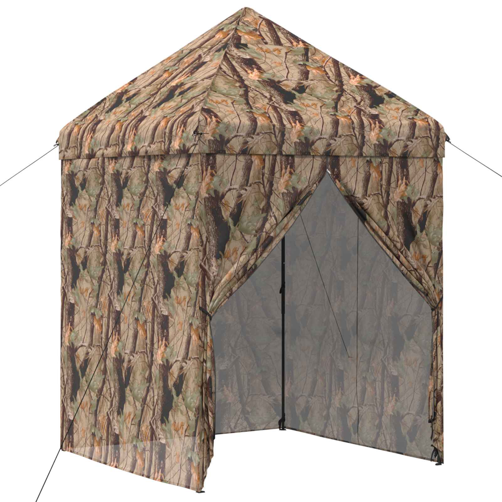 Kokkupandav peotelk (pop-up) 4 külgseinaga, 3 × 3 m, metsamustriga