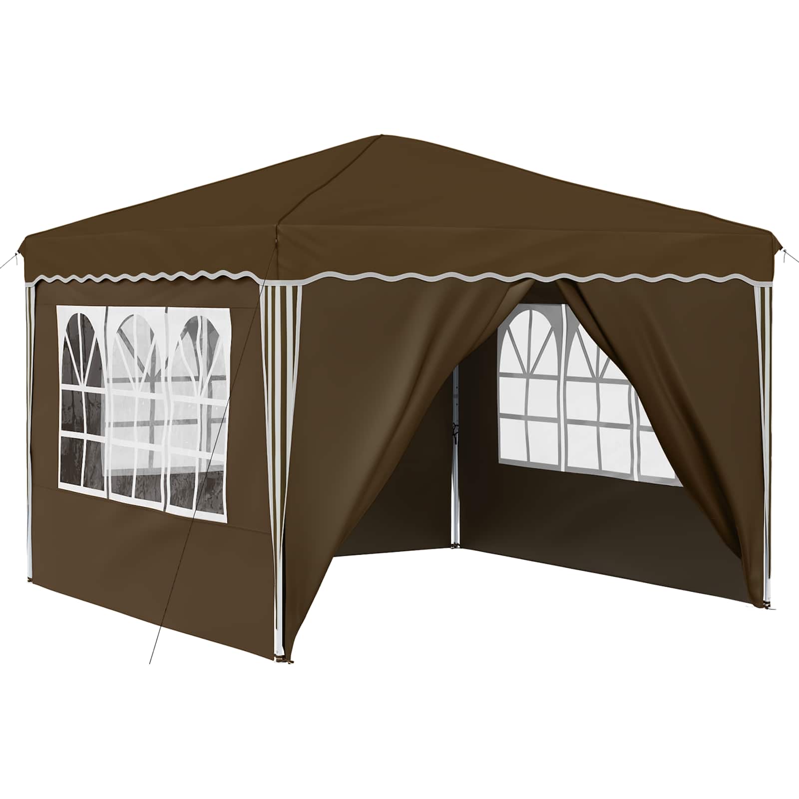 Kokkupandav peotelk (pop-up), 2,9 × 2,9 m, pruunikashall