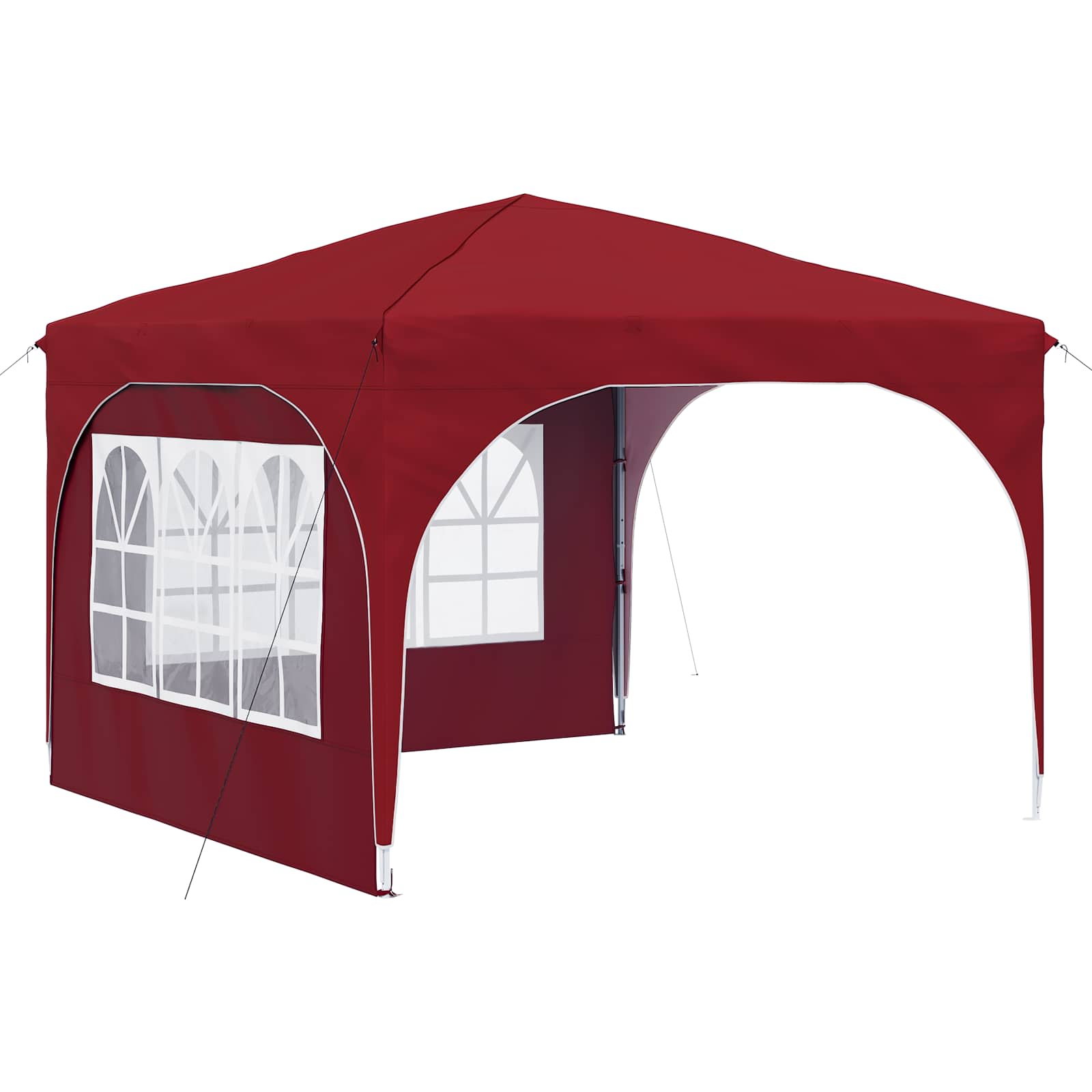 Kokkupandav peotelk (pop-up) 2 külgseinaga, 2,9 × 2,9 m, veinipunane