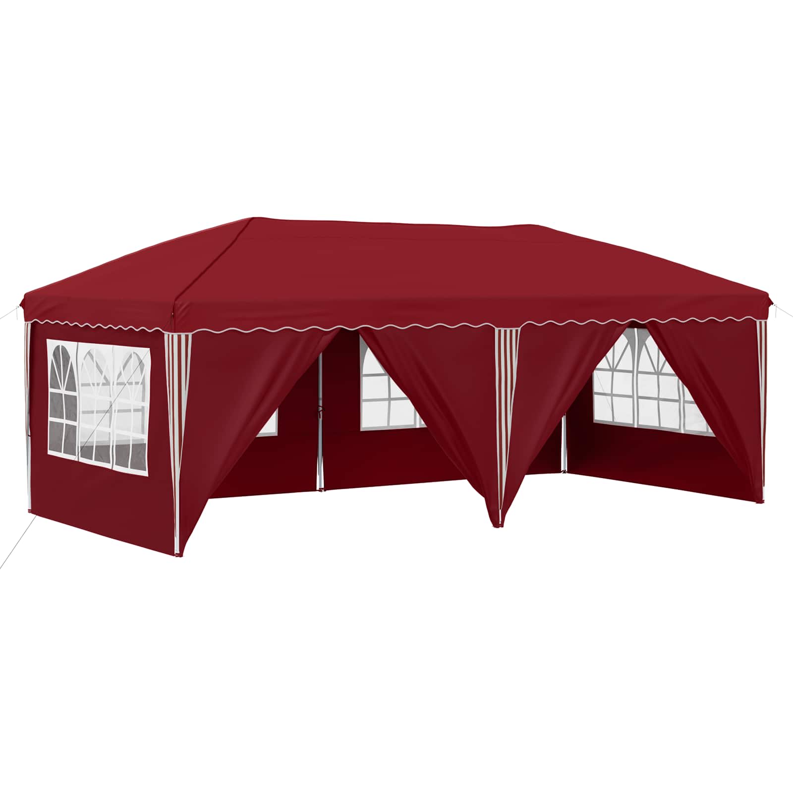 Kokkupandav peotelk (pop-up) 6 külgseinaga, 5,75 × 2,88 m, veinipunane