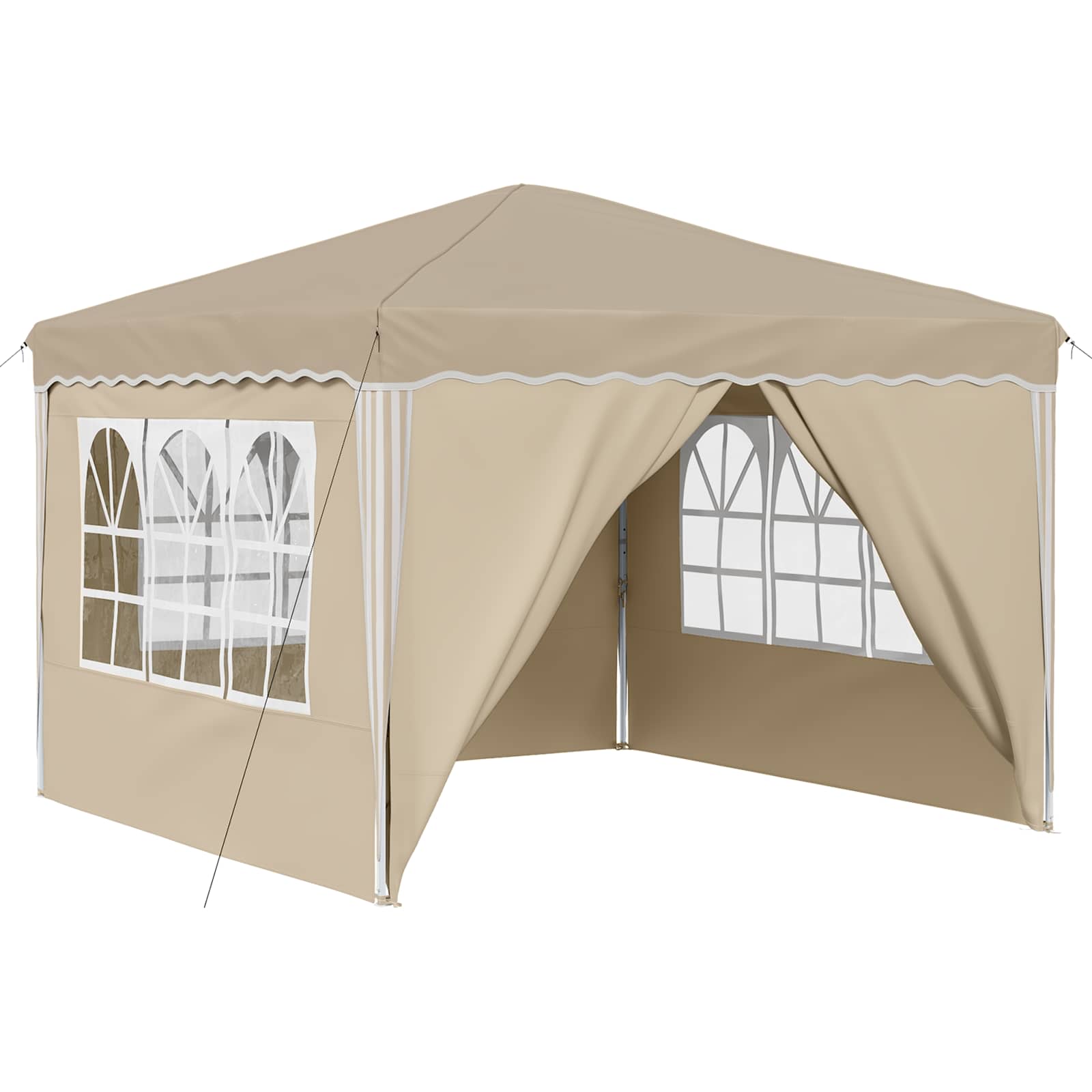 Kokkupandav peotelk (pop-up), 2,9 × 2,9 m, kreemjas