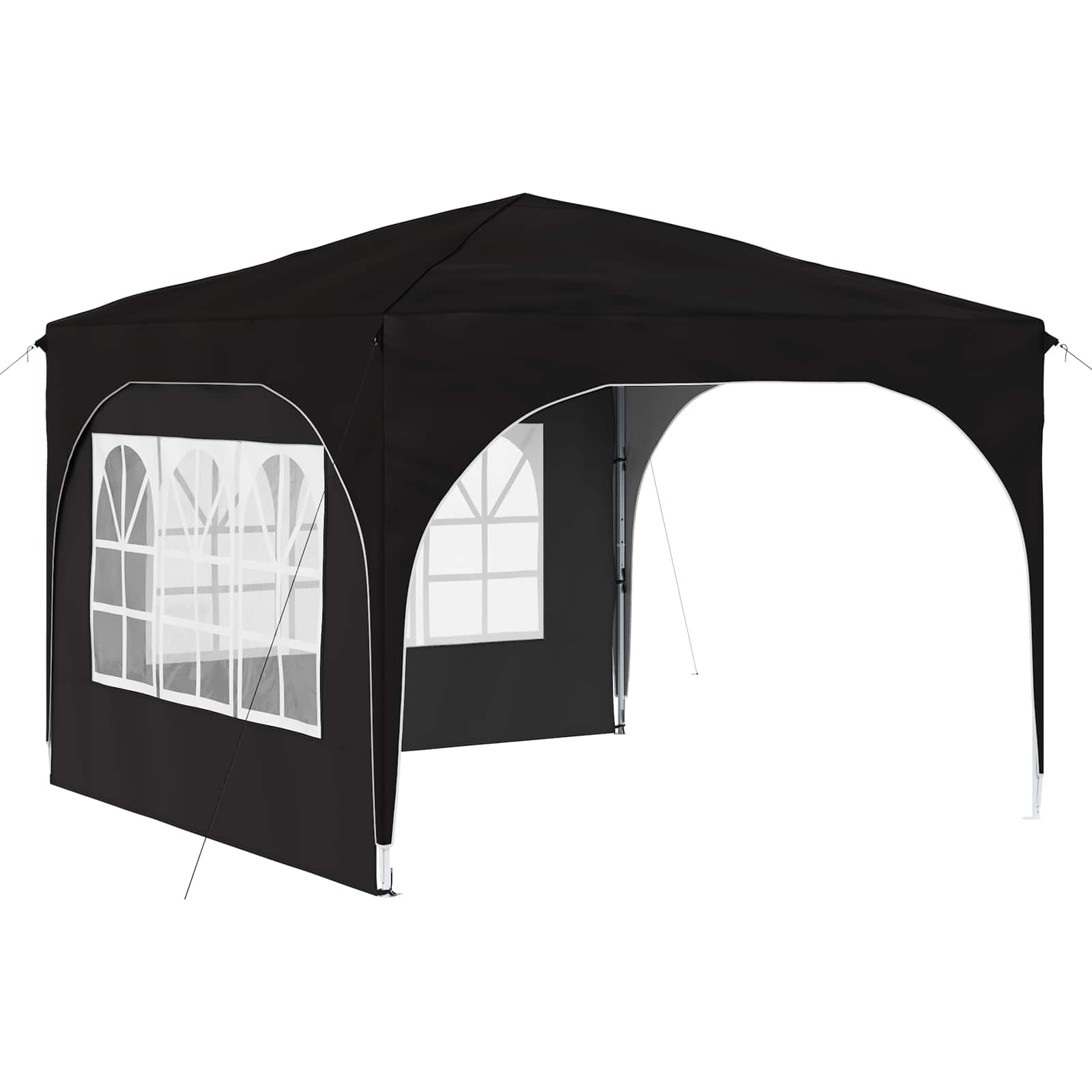 Kokkupandav peotelk (pop-up) 2 külgseinaga, 2,9 × 2,9 m, must