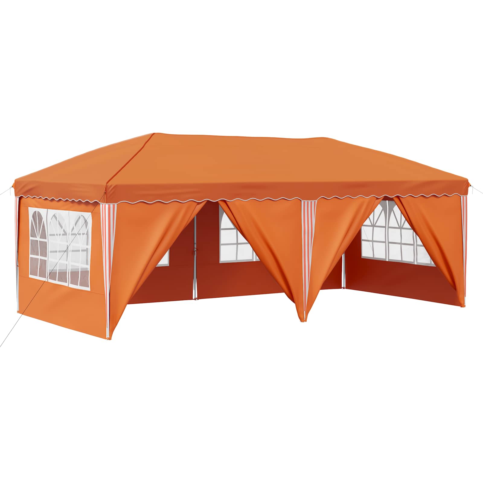 Kokkupandav peotelk (pop-up) 6 külgseinaga, 5,75 × 2,88 m, oranž