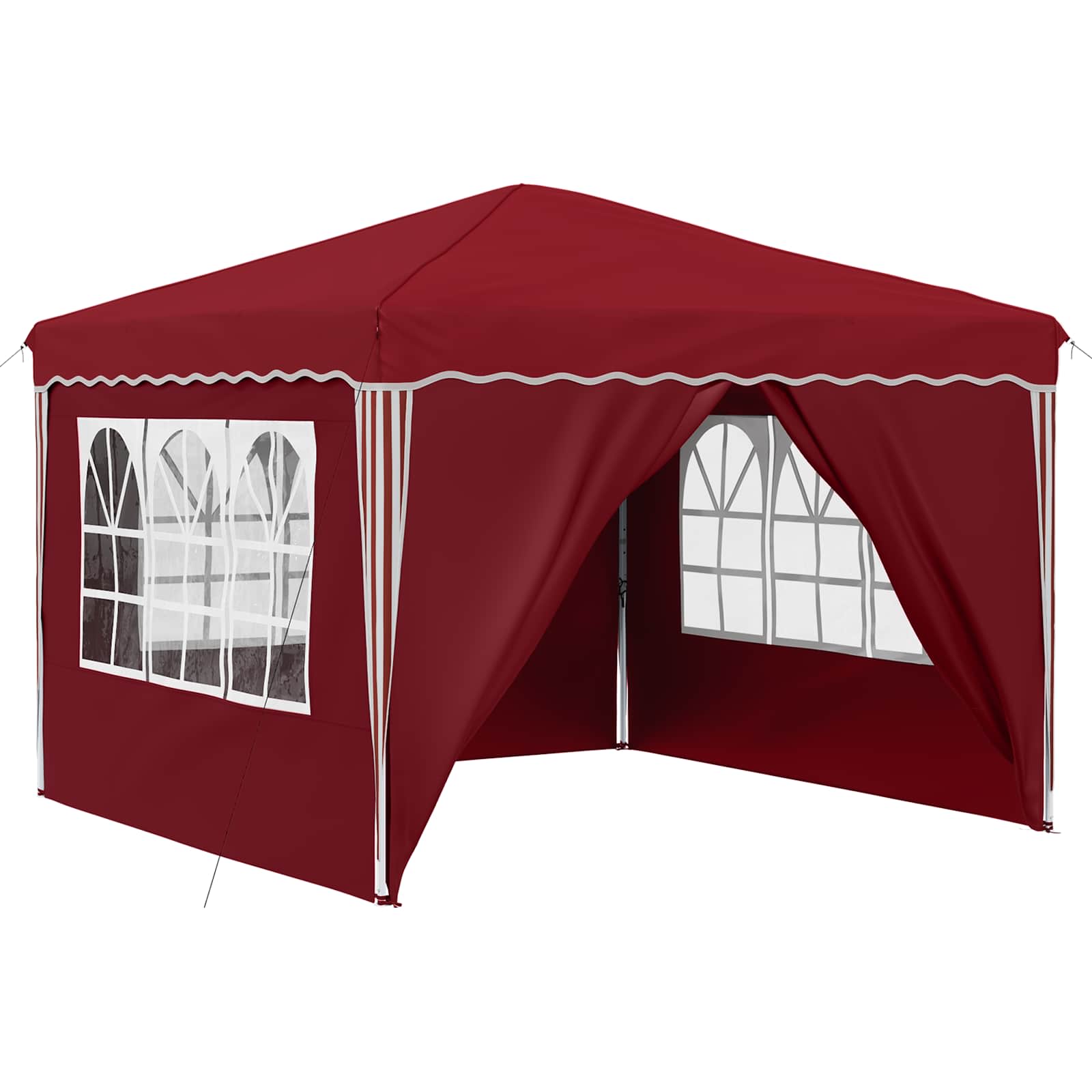 Kokkupandav peotelk (pop-up), 2,9 × 2,9 m, veinipunane