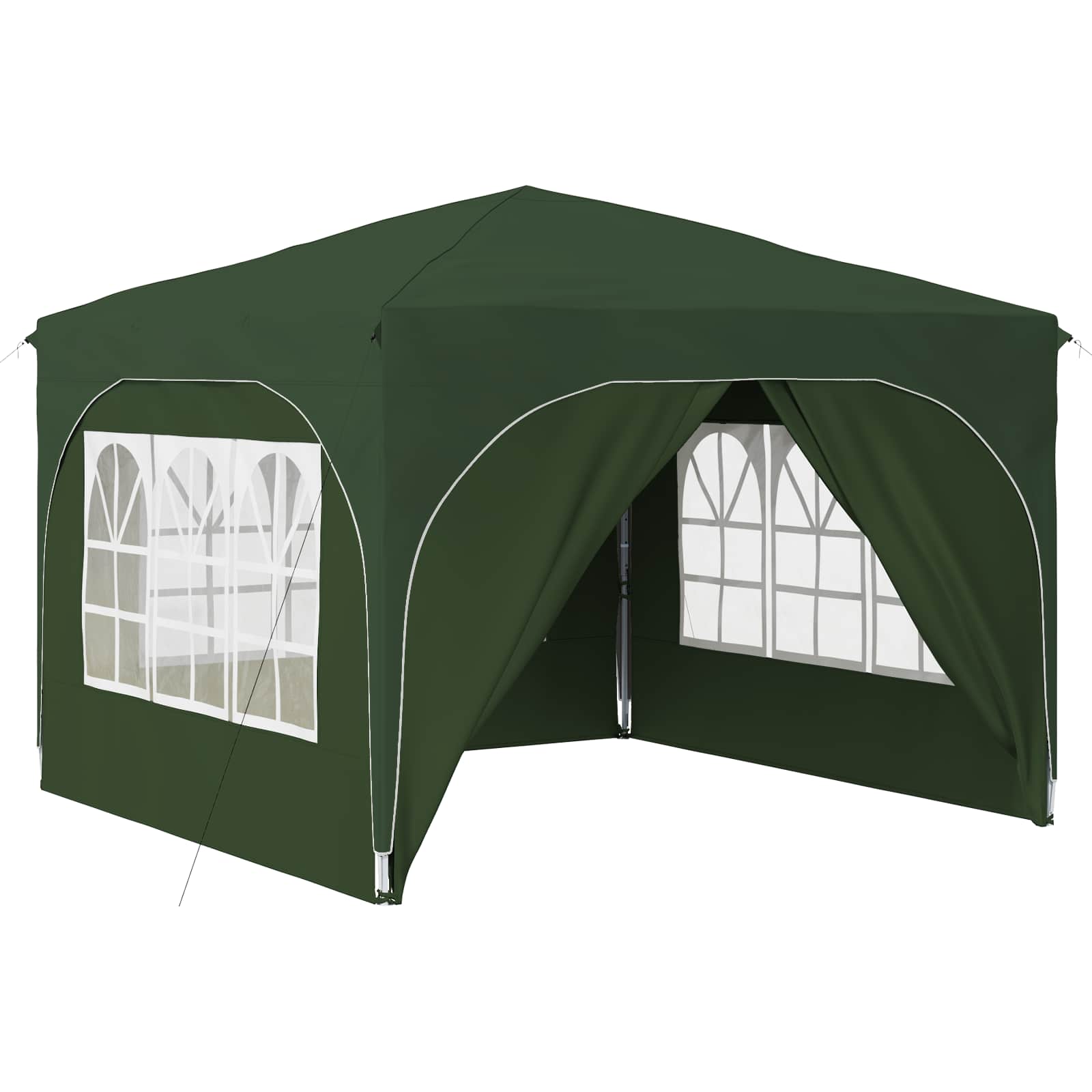 Kokkupandav peotelk (pop-up) 4 külgseinaga, 2,9 × 2,9 m, roheline