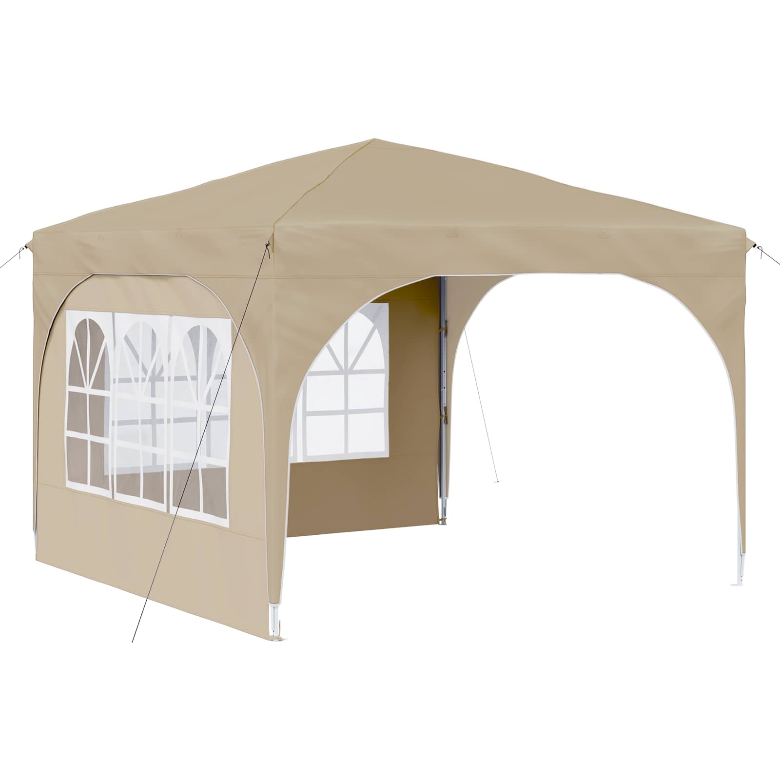 Kokkupandav peotelk (pop-up) 2 külgseinaga, 2,9 × 2,9 m, kreemjas