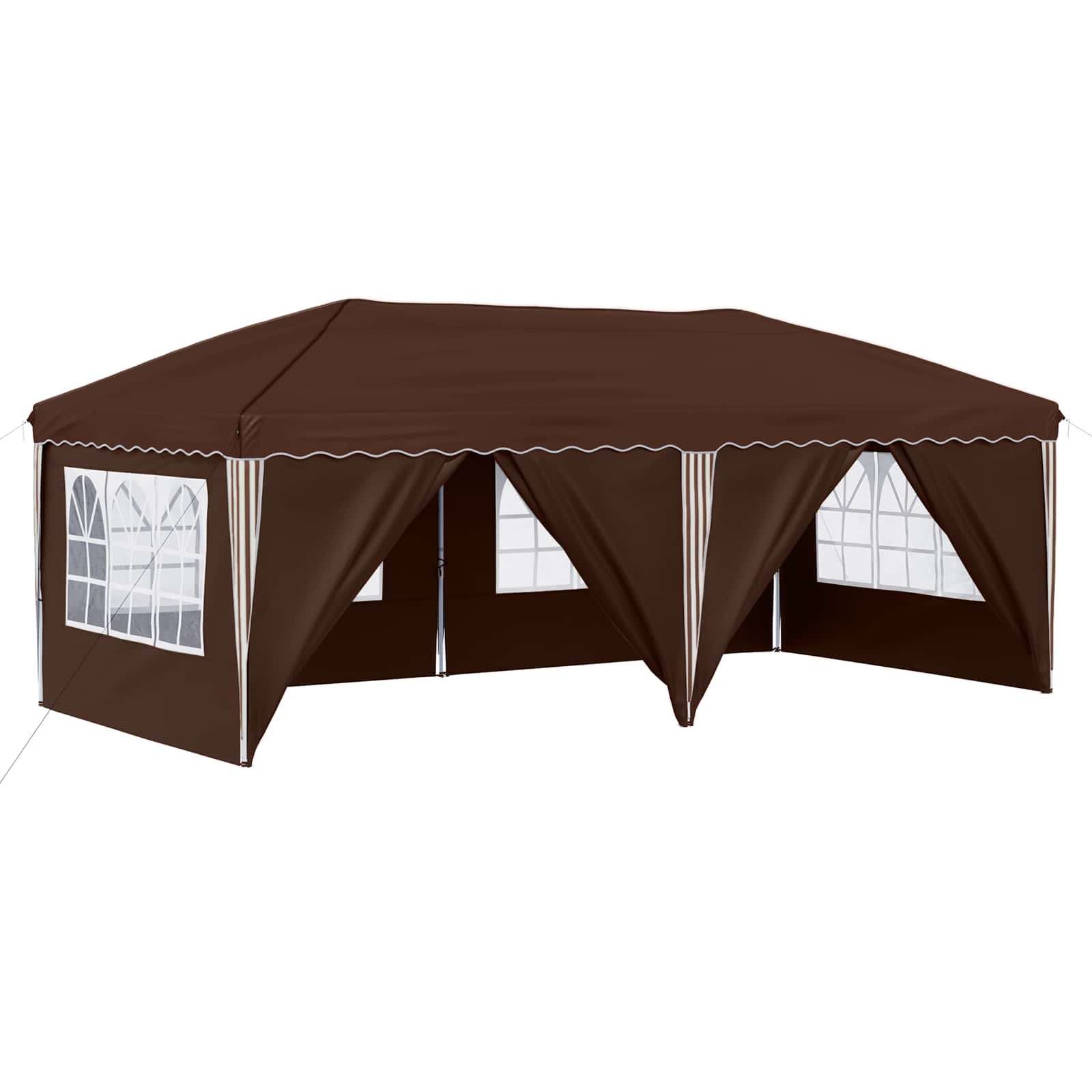 Kokkupandav peotelk (pop-up) 6 külgseinaga, 5,75 × 2,88 m, pruun