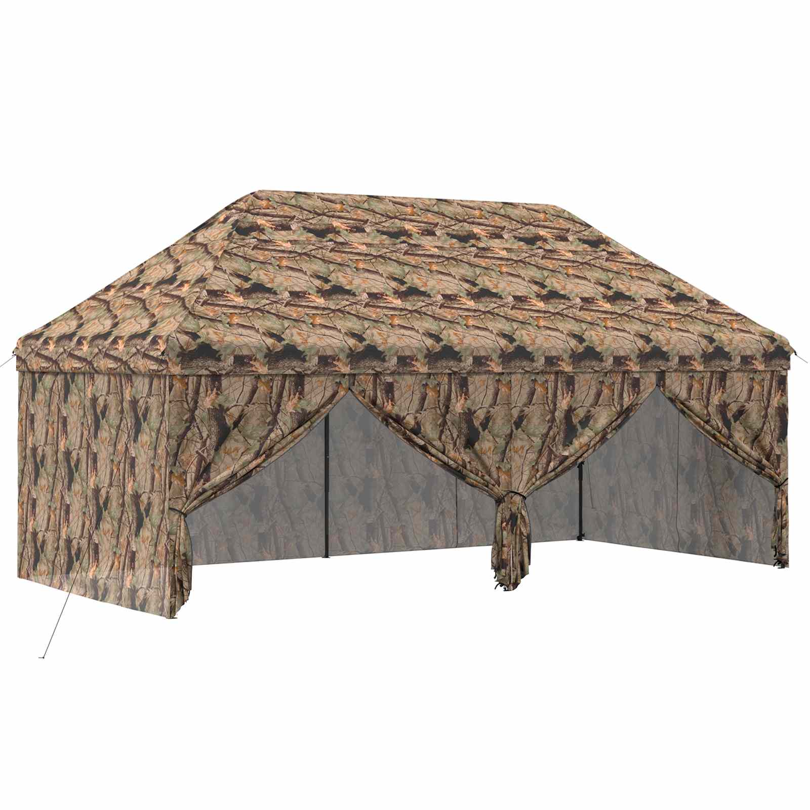 Kokkupandav peotelk (pop-up) 4 külgseinaga, 3 × 6 m, metsamustriga
