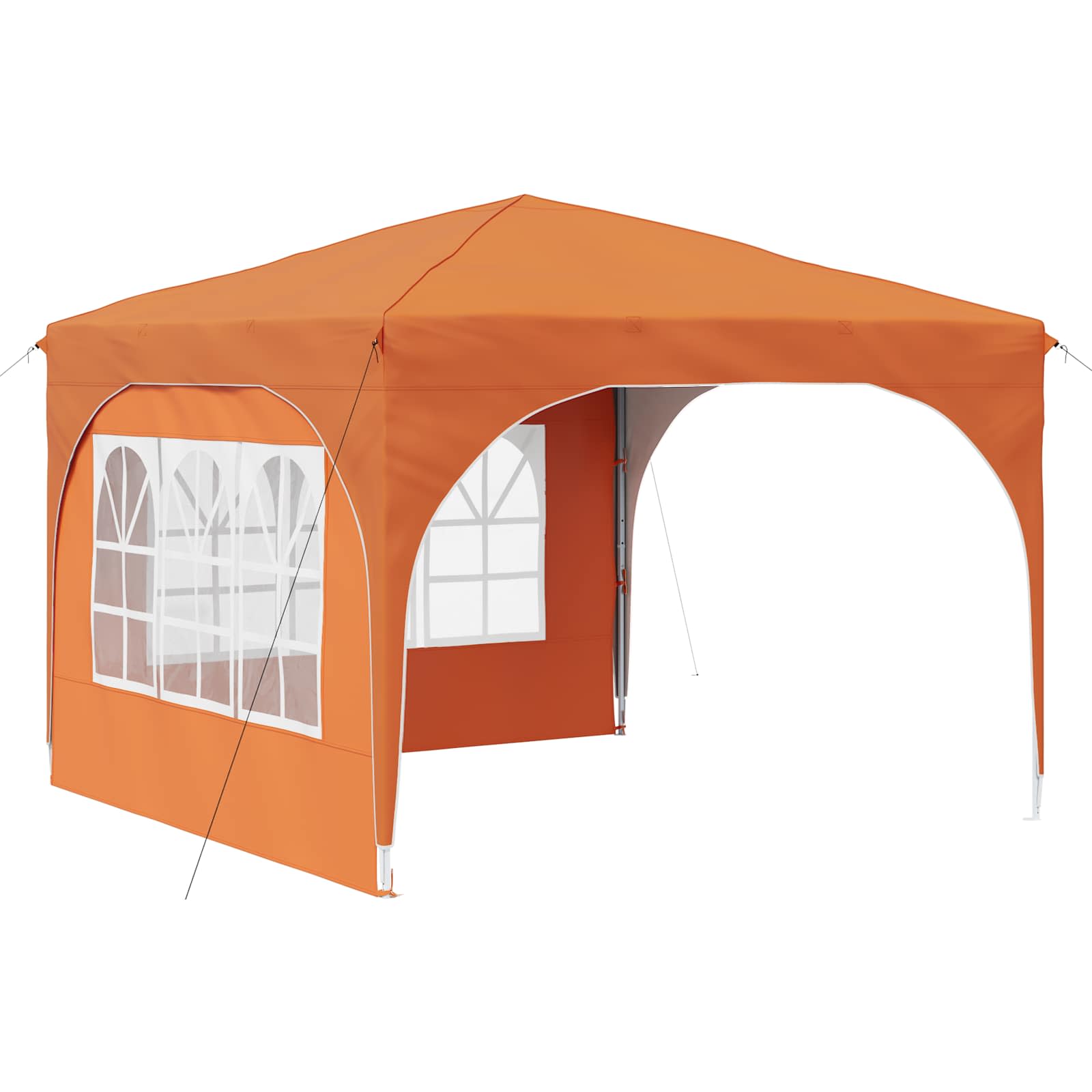 Kokkupandav peotelk (pop-up) 2 külgseinaga, 2,9 × 2,9 m, oranž