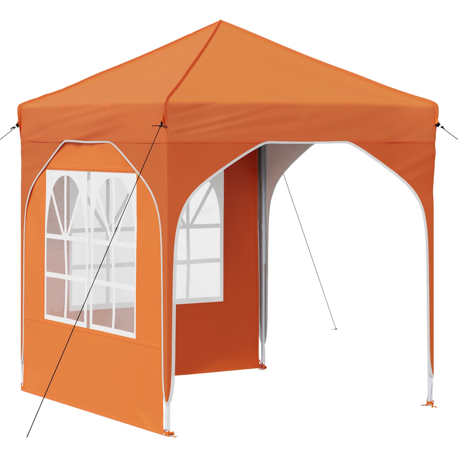 Kokkupandav peotelk (pop-up) 2 külgseinaga, 1,92 × 1,92 m, oranž
