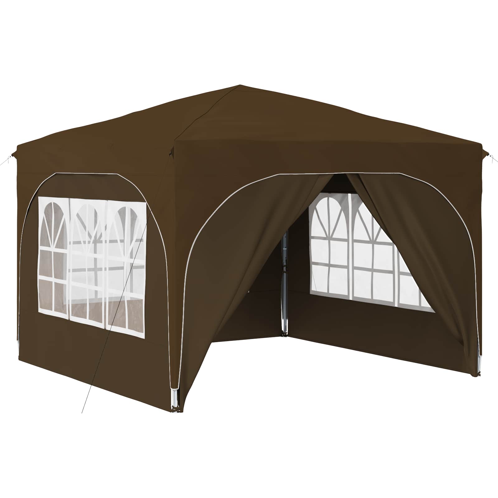 Kokkupandav peotelk (pop-up) 4 külgseinaga, 2,9 × 2,9 m, pruunikashall