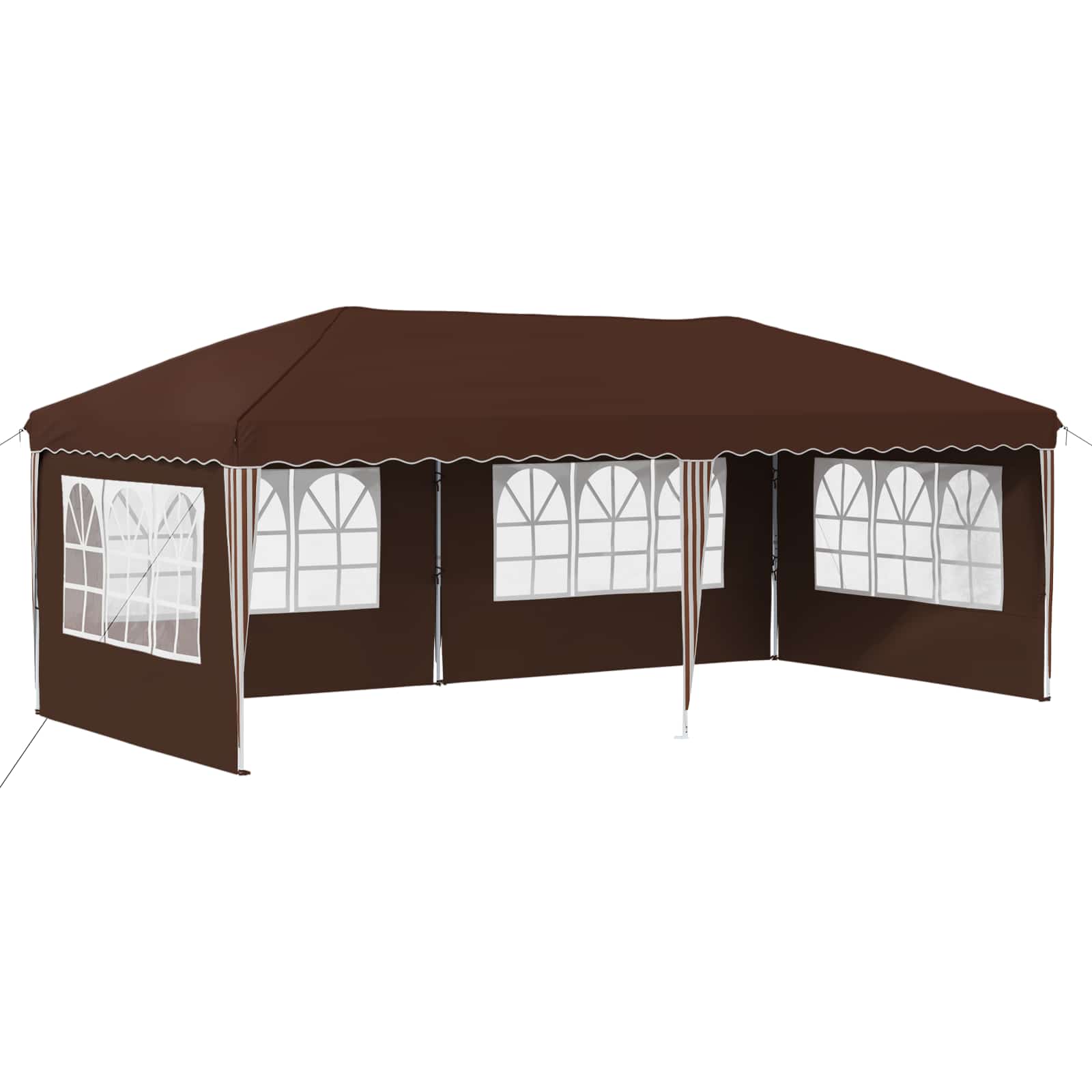 Kokkupandav peotelk (pop-up) 4 külgseinaga, 5,75 × 2,89 m, pruun