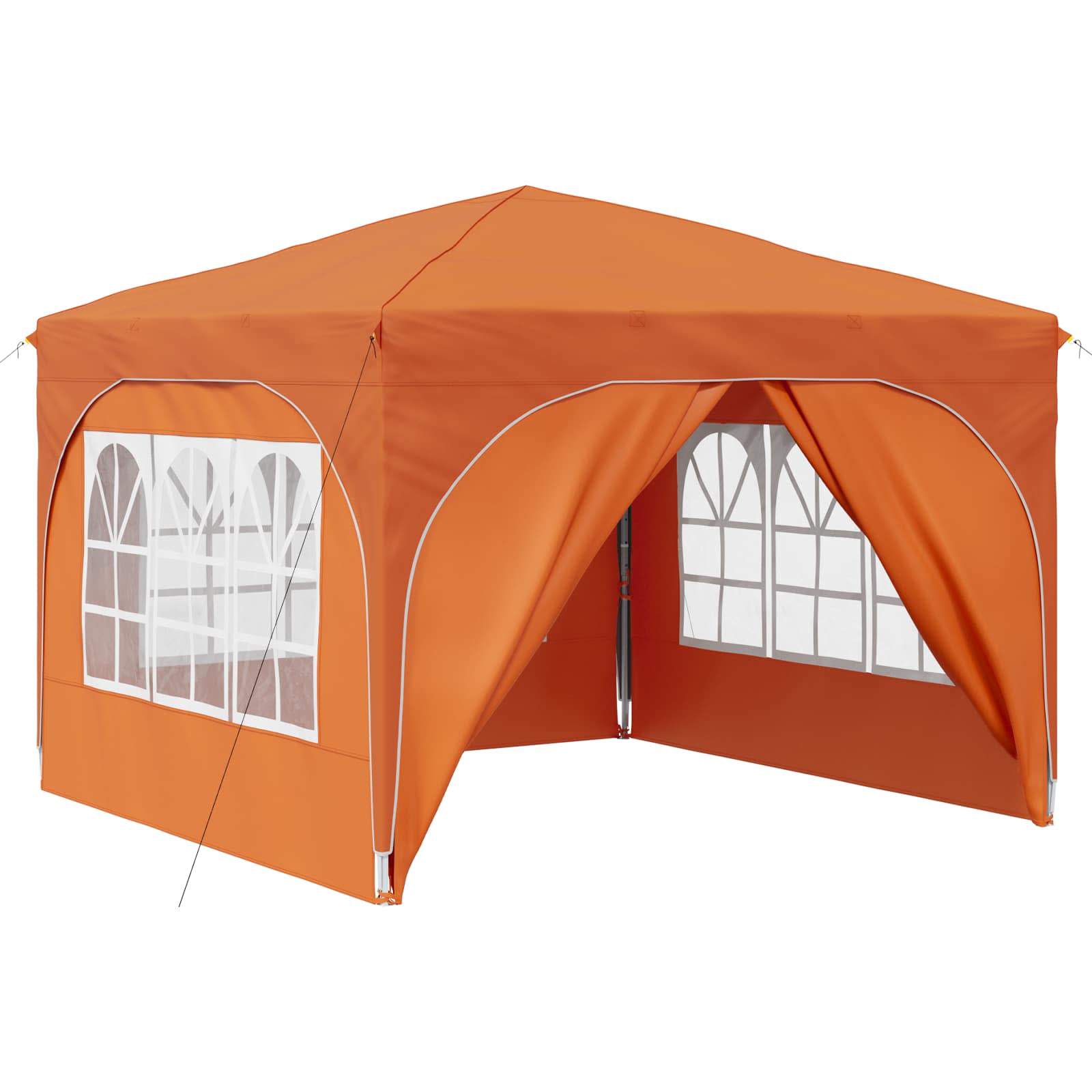 Kokkupandav peotelk (pop-up) 4 külgseinaga, 2,9 × 2,9 m, oranž