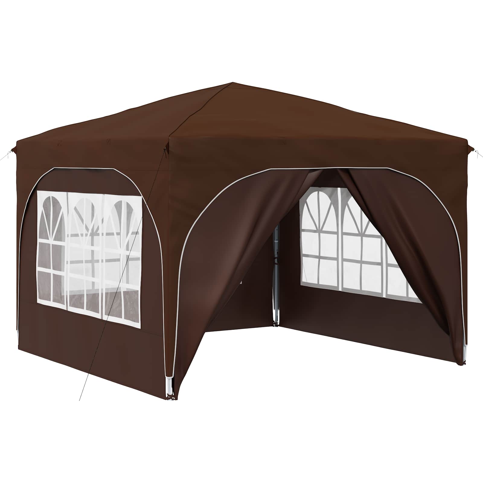 Kokkupandav peotelk (pop-up) 4 külgseinaga, 2,9 × 2,9 m, pruun