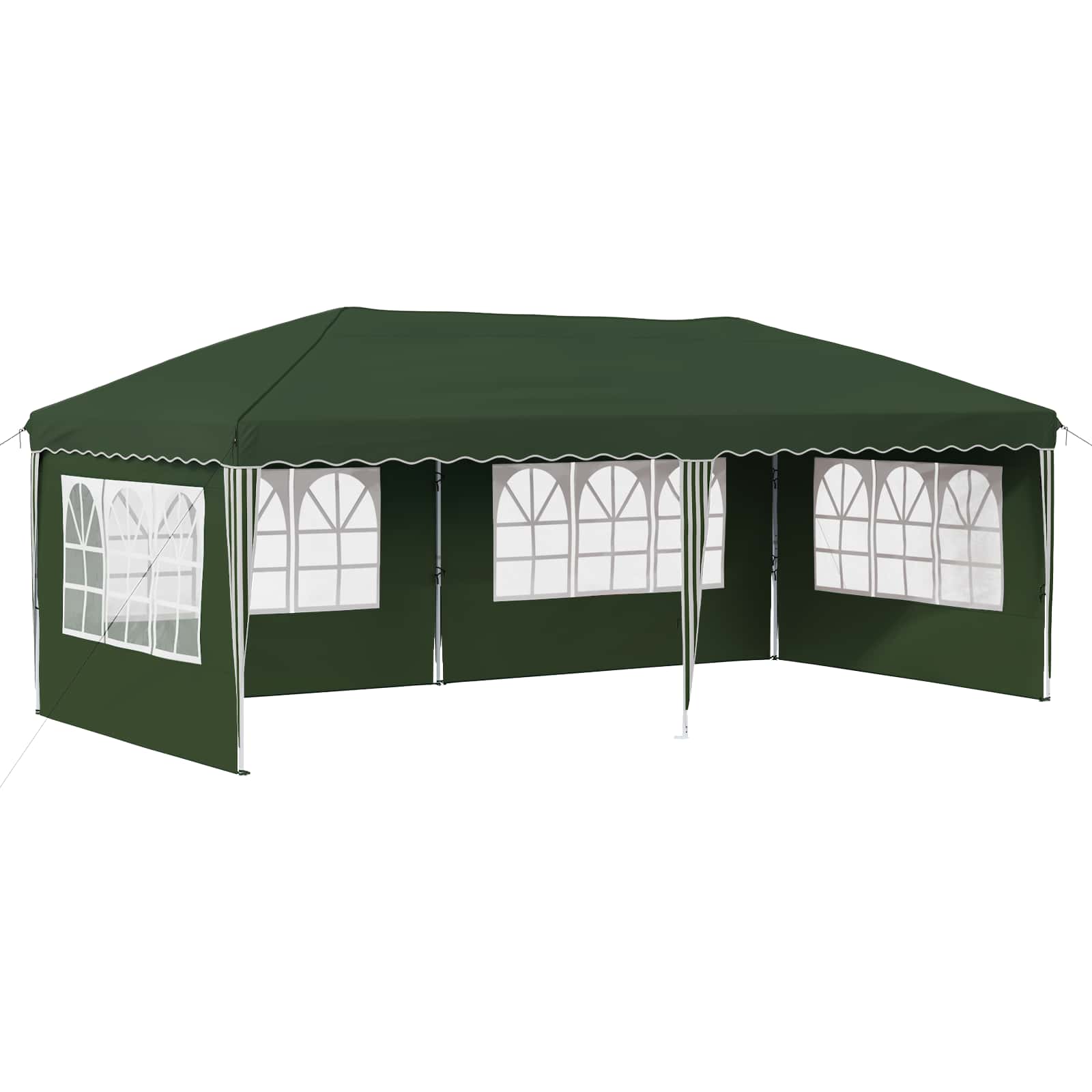 Kokkupandav peotelk (pop-up) 4 külgseinaga, 5,75 × 2,89 m, roheline