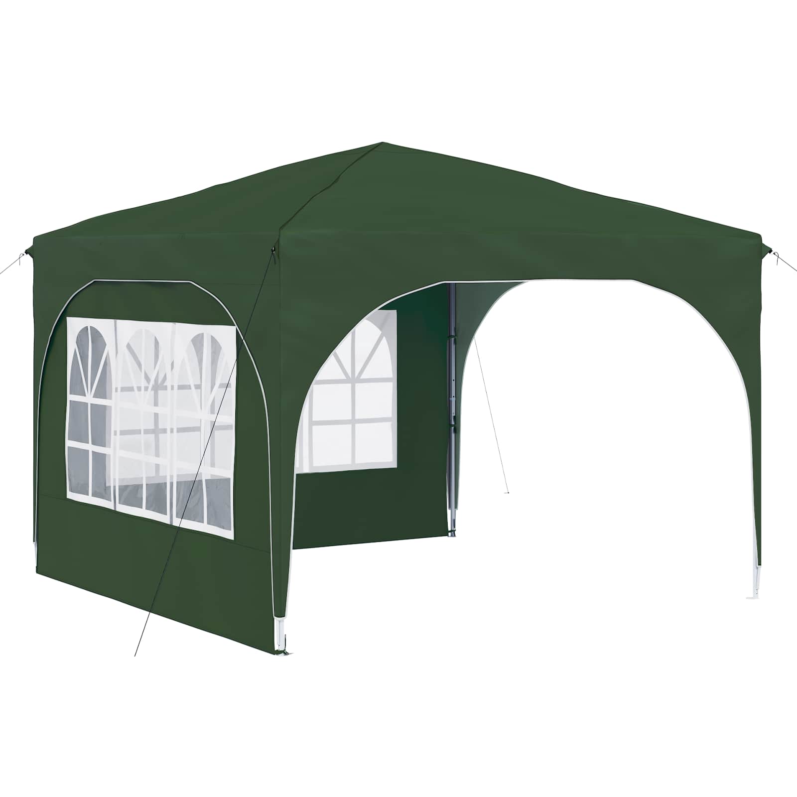 Kokkupandav peotelk (pop-up) 2 külgseinaga, 2,9 × 2,9 m, roheline
